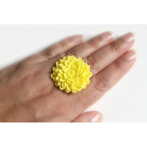 Yellow Flower Ring Adjustable Chrysanthemum Ring - more colours available